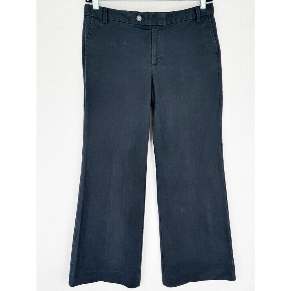 Gap Pants Womens 12 Black Wide‎ Leg Trouser Chino Comfort Dark Wash Cotton Twill
